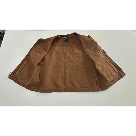 Vintage Oshkosh B'Gosh Dark Khaki Unisex Canvas Vest Cotton 24 months Hole - Picture 8 of 9